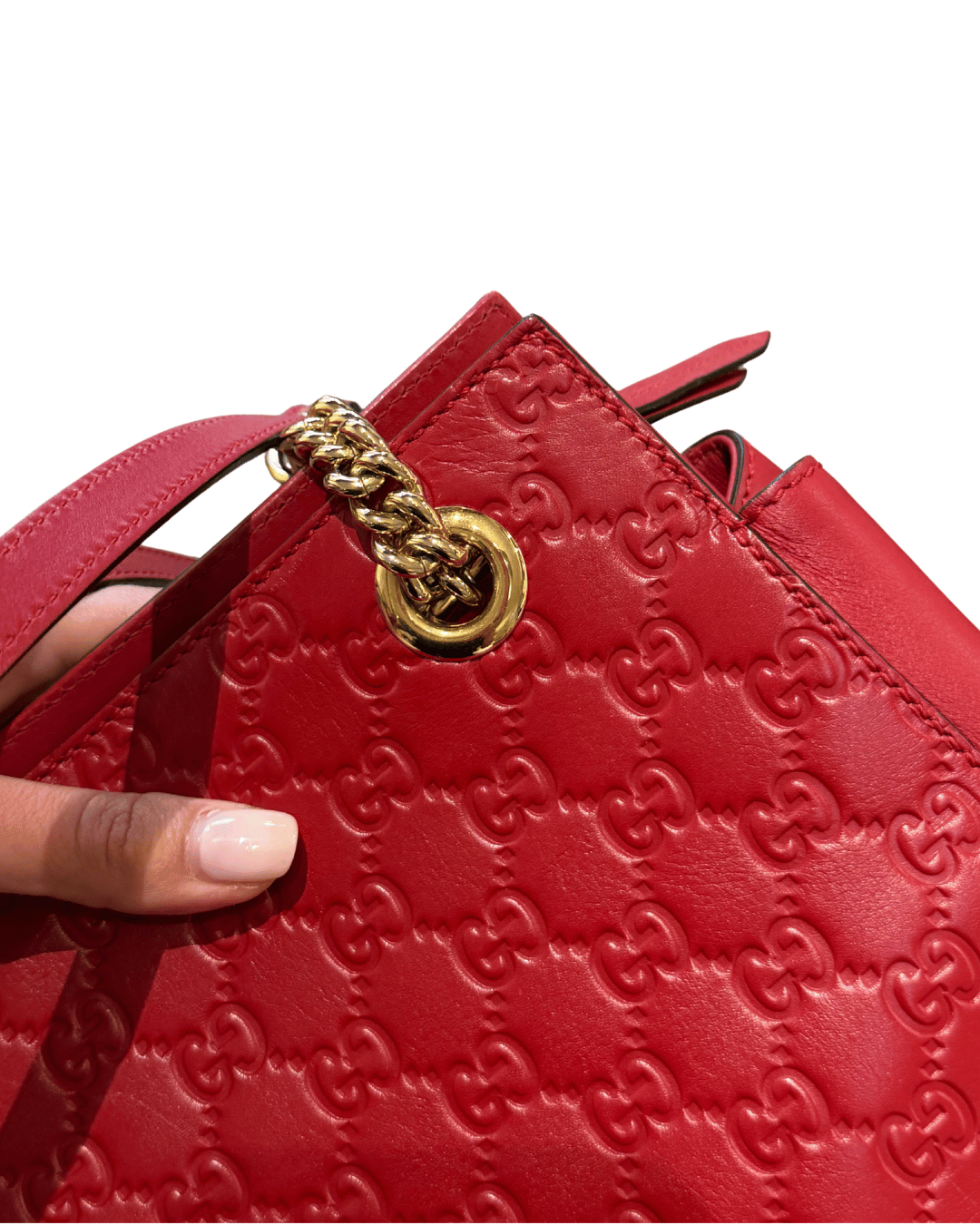 BORSA GUCCI GUCCISSIMA ROSSA MANICI DORATI