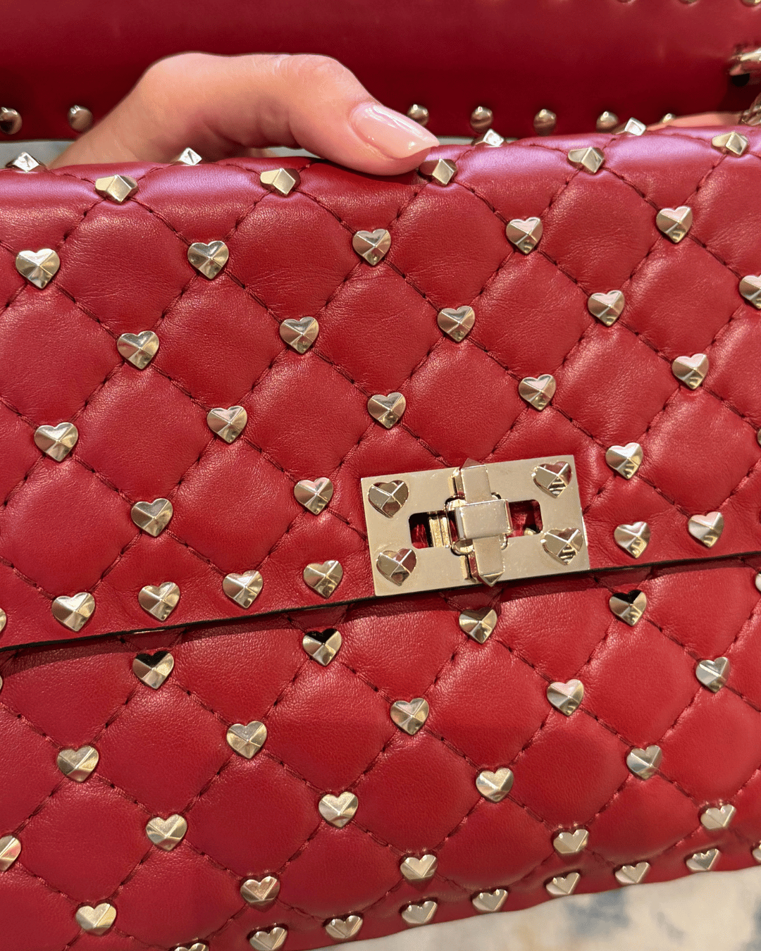 VALENTINO SPIKE MEDIA ROSSA BORCHIE CUORE