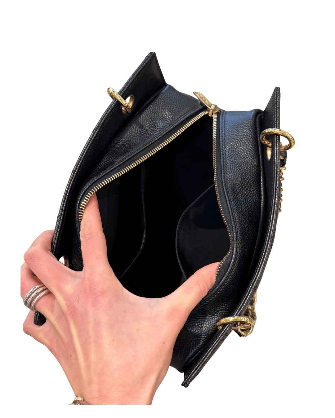 CHANEL PETIT TIMLESS SHOPPER NERA HARDWARE DORATO