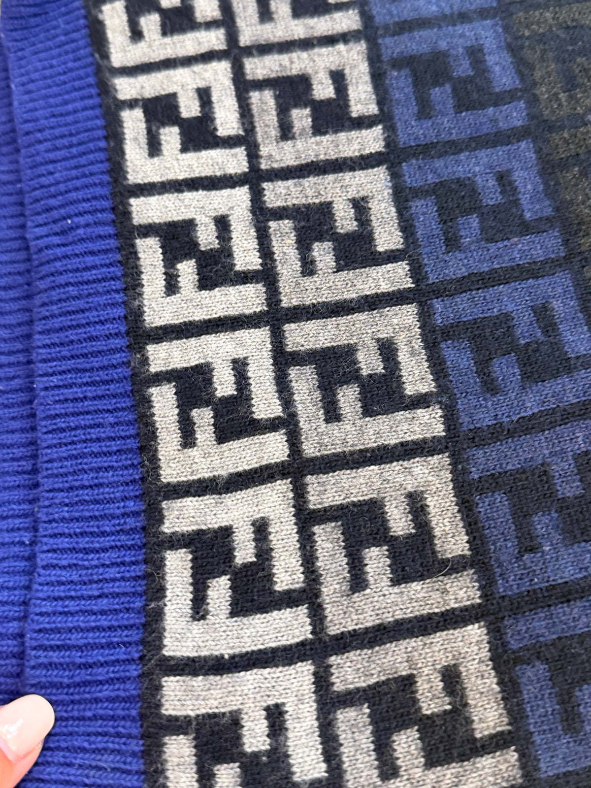 SCIARPA FENDI FF MONOGRAM BLU GRIGIO