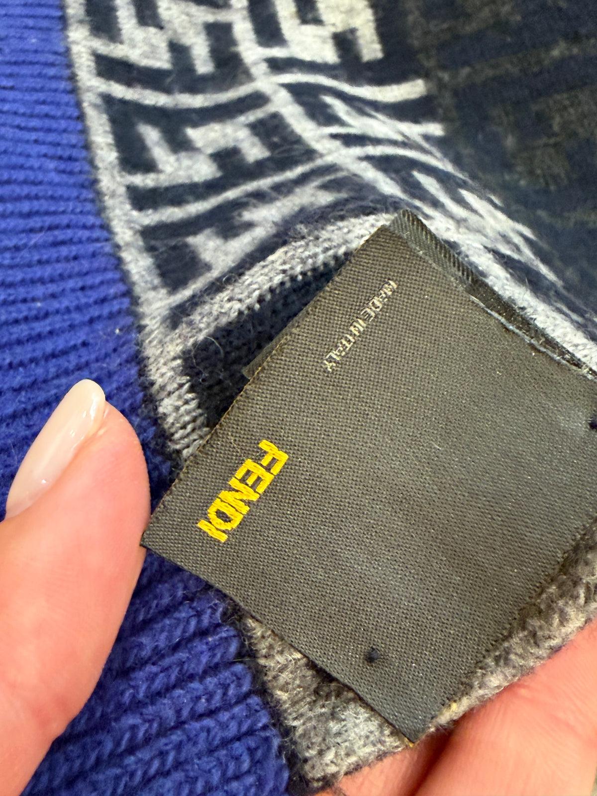 SCIARPA FENDI FF MONOGRAM BLU GRIGIO