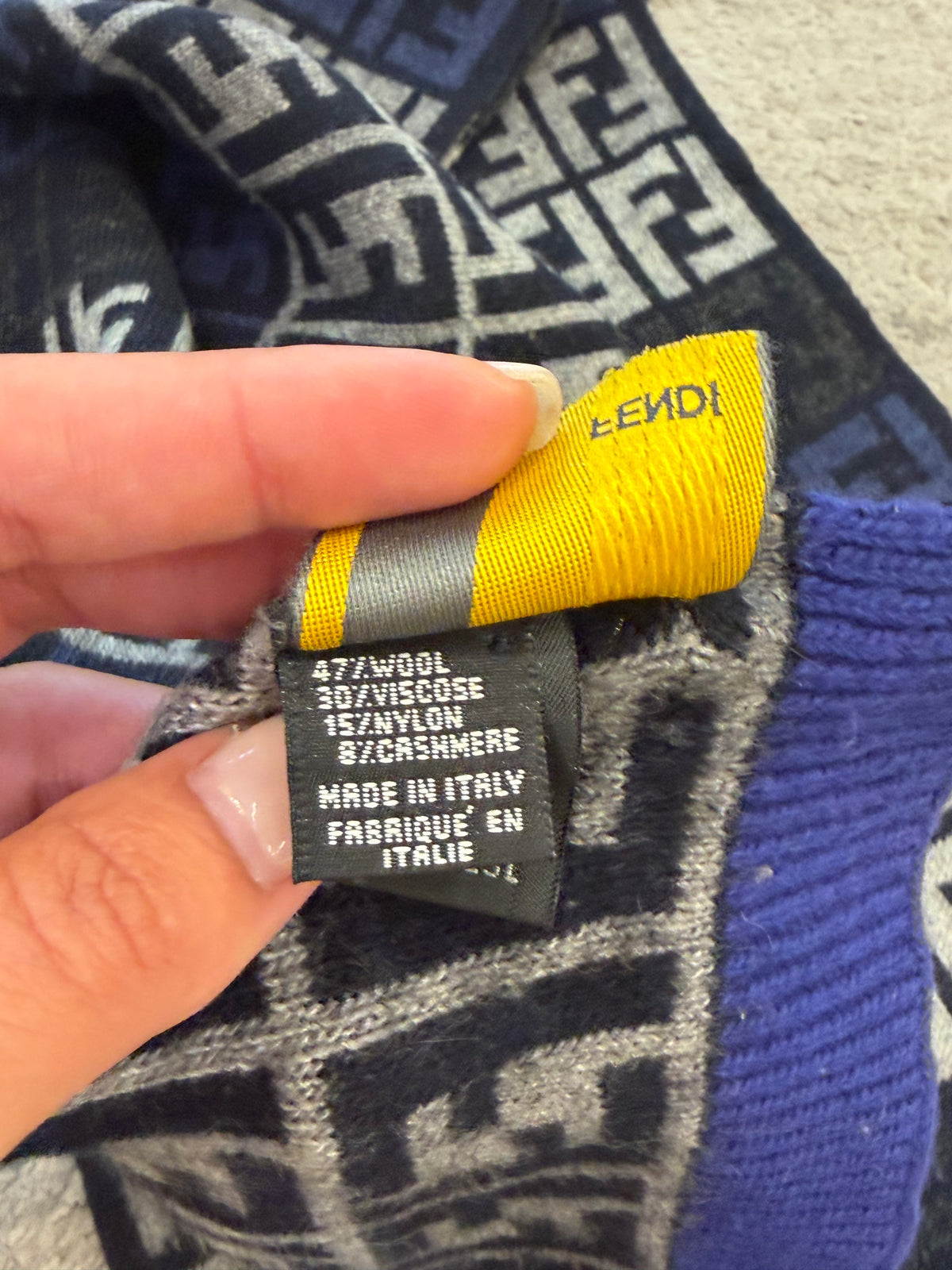 SCIARPA FENDI FF MONOGRAM BLU GRIGIO