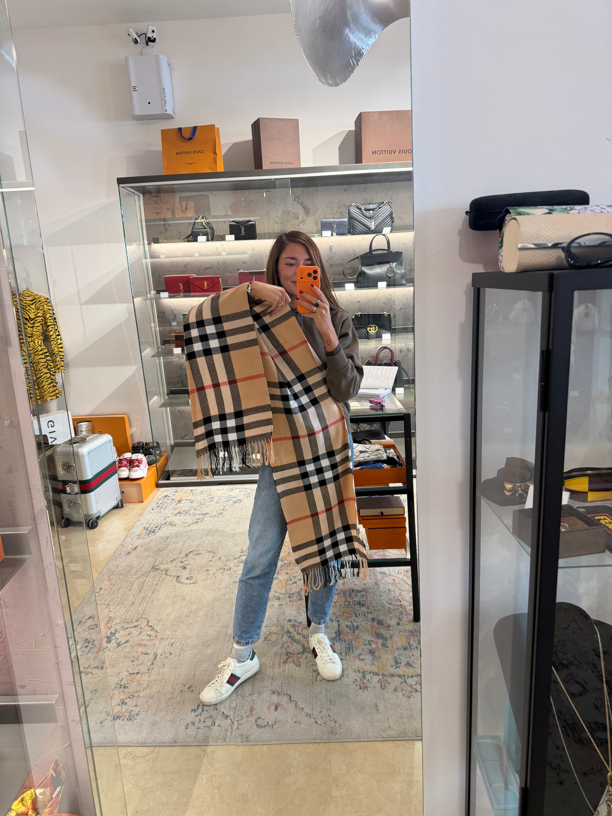 SCIARPA BURBERRY IN LANA CHECK CON FRANGE