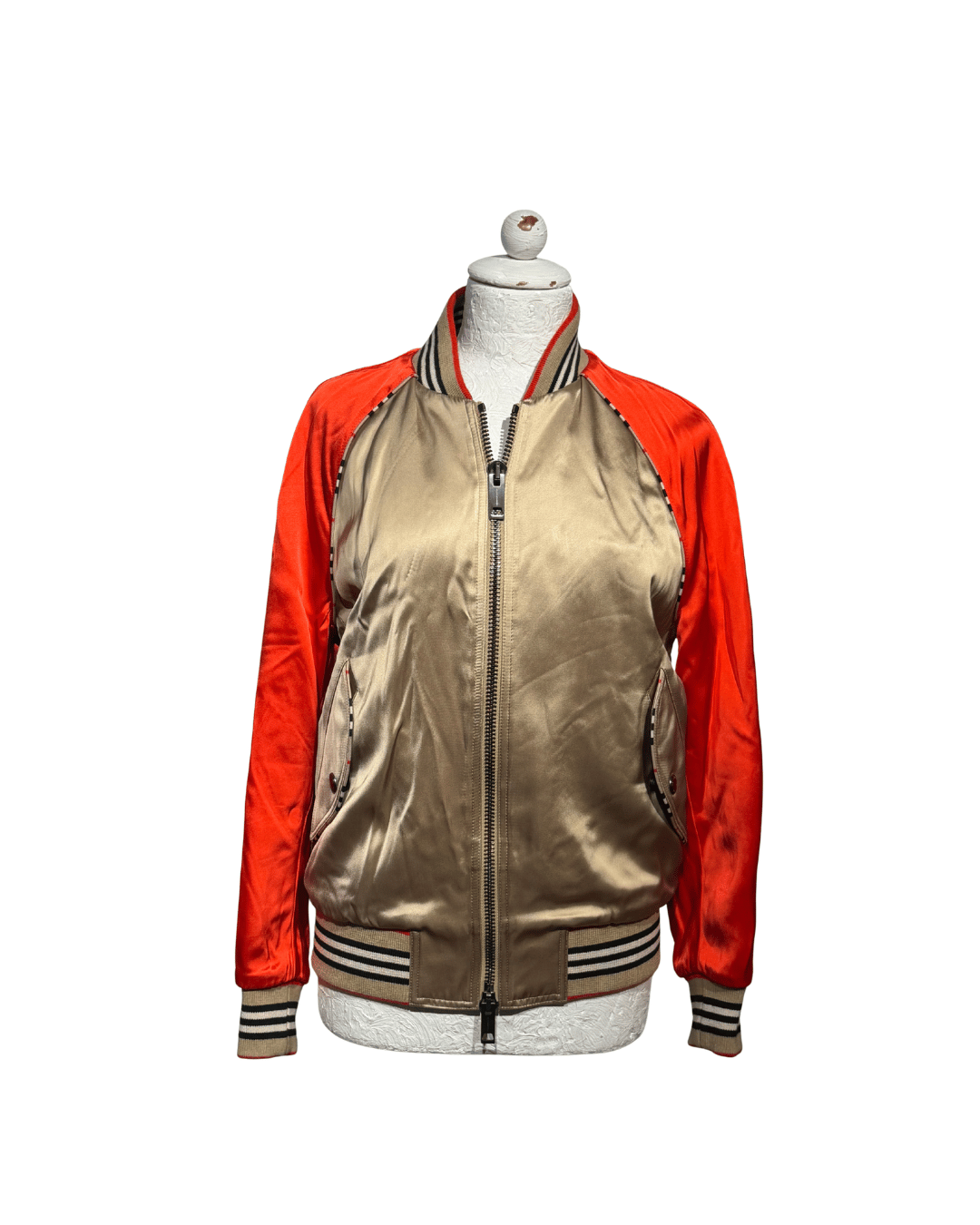 BOMBER BURBERRY SATINATO ORO/ARANCIO TB Tg 38