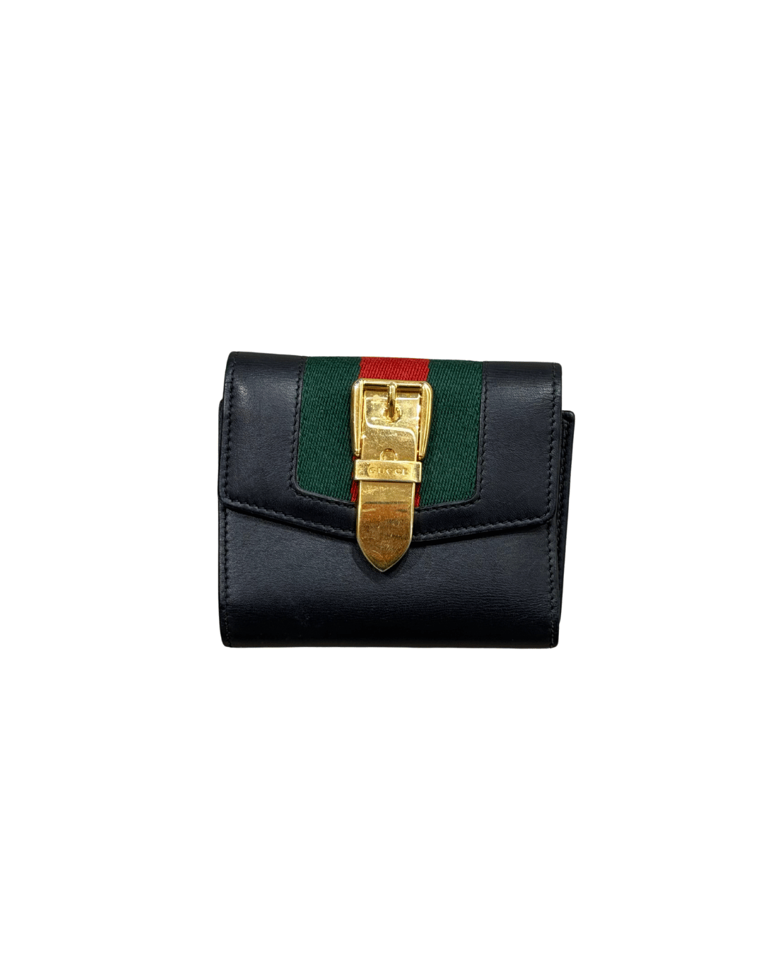 PICCOLO PORTAFOGLIO NERO GUCCI SYLVIE FASCIA WEB ROSSA E VERDE