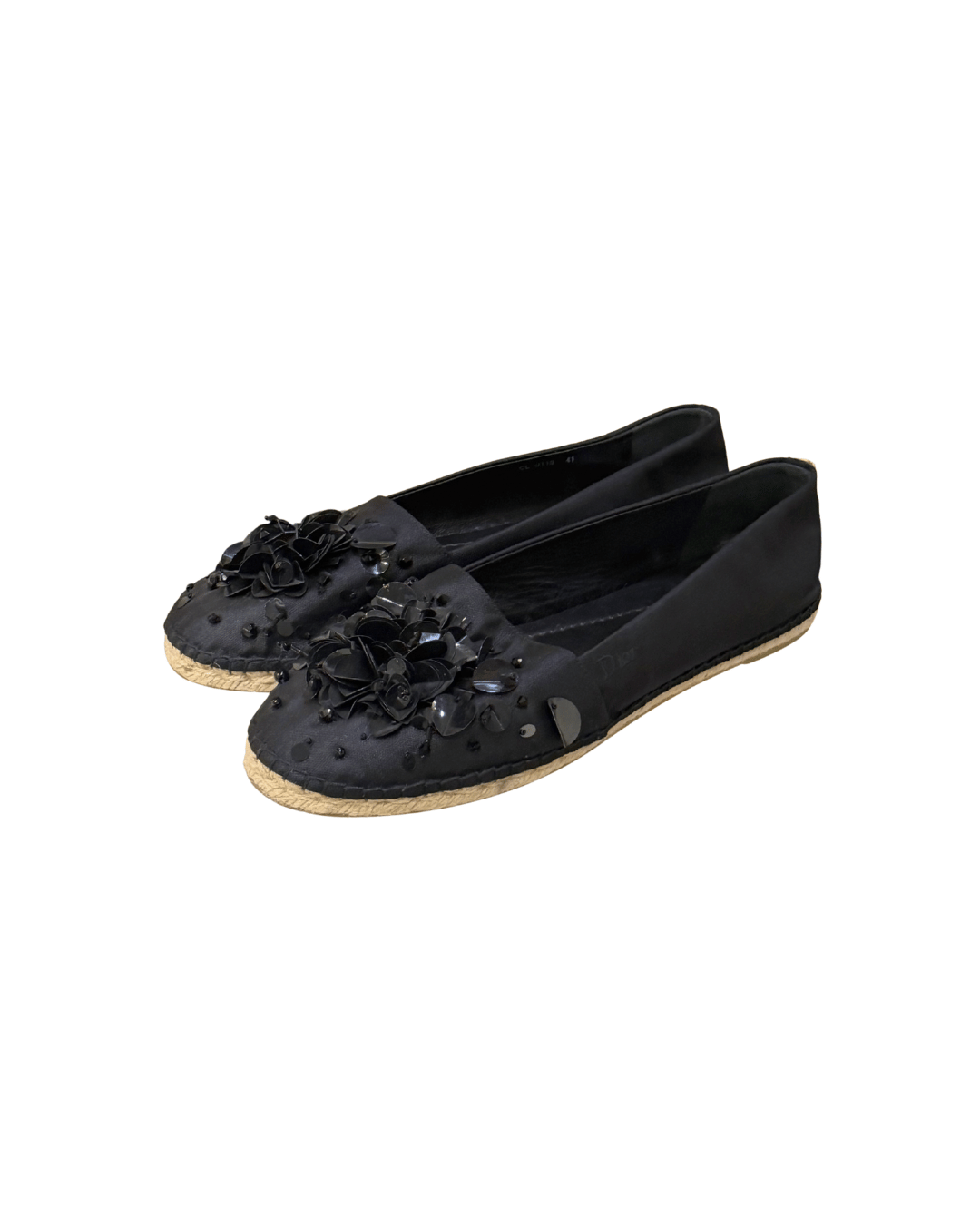 BALLERINE ESPADRILLAS DIOR ESPADRILLAS NERE FIORI E PERLINE Nr 41