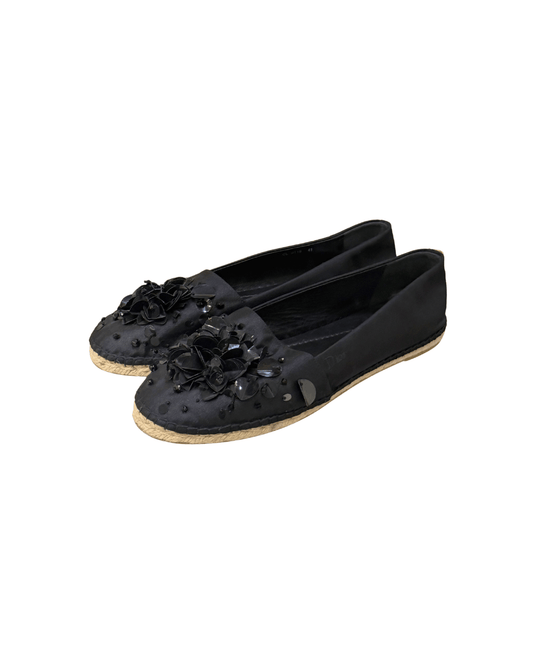 BALLERINE ESPADRILLAS DIOR ESPADRILLAS NERE FIORI E PERLINE Nr 41