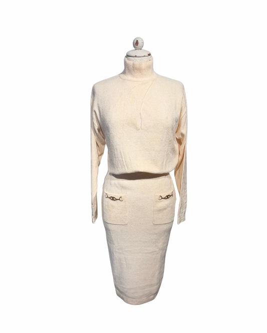 ABITO IN MAGLIA ELISABETTA FRANCHI CREMA