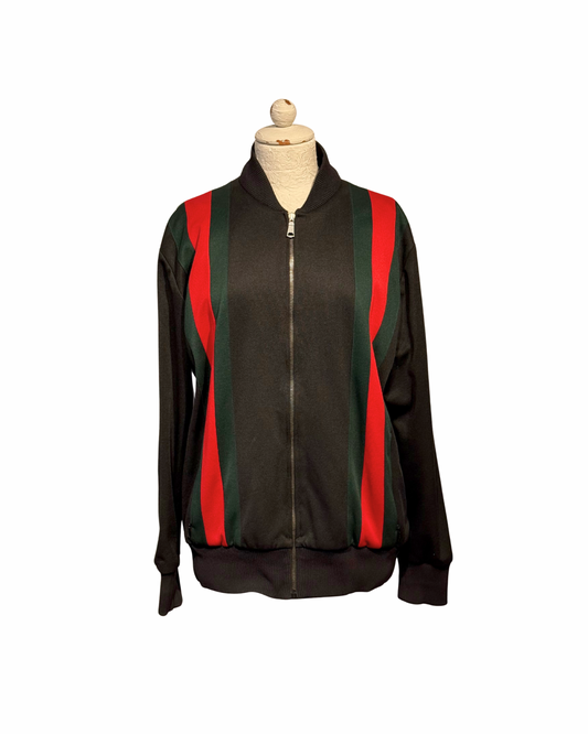 FELPA GUCCI UOMO NERA FASCIA WEB ROSSA E VERDE