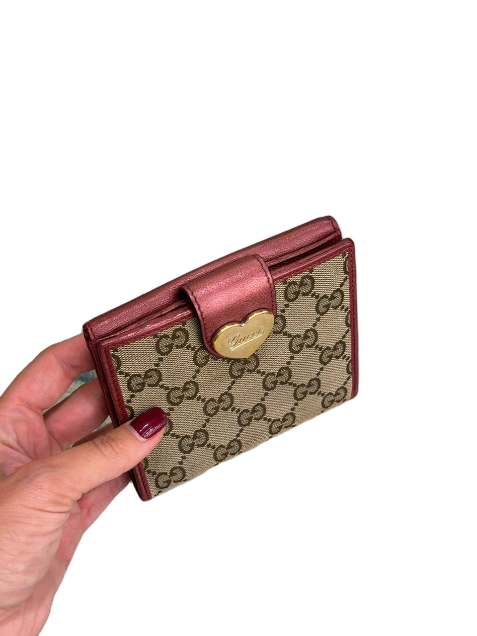 PICCOLO PORTAFOGLIO GUCCI TELA GG SUPREME RIFINITURE METALLIZZATE ROSA