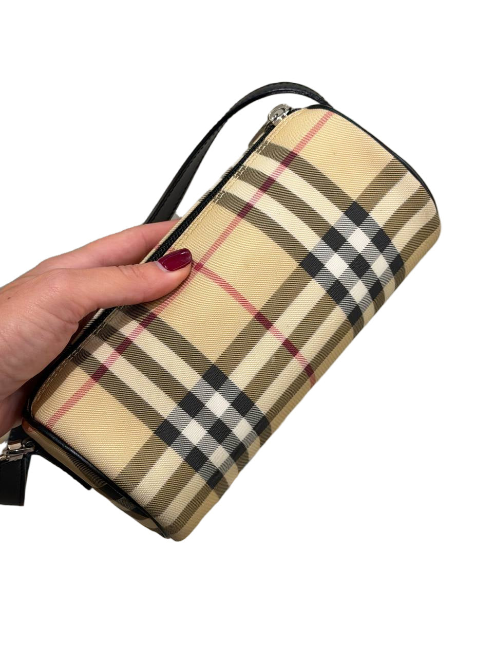 CILIDRO A MANO BURBERRY CHECK MANICO PELLE NERA