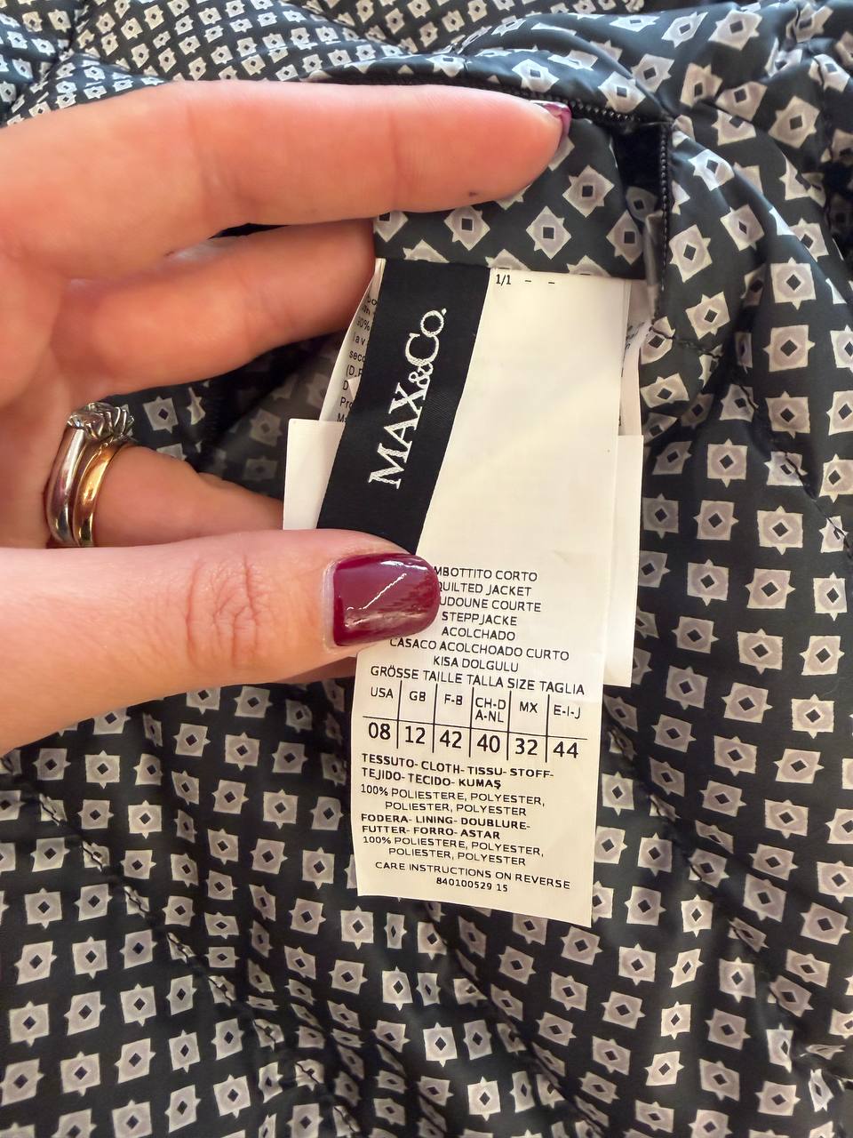 PIUMINO LEGGERO MAX&CO GRIGIO FANTASIA GEOMETRICA Tg 44