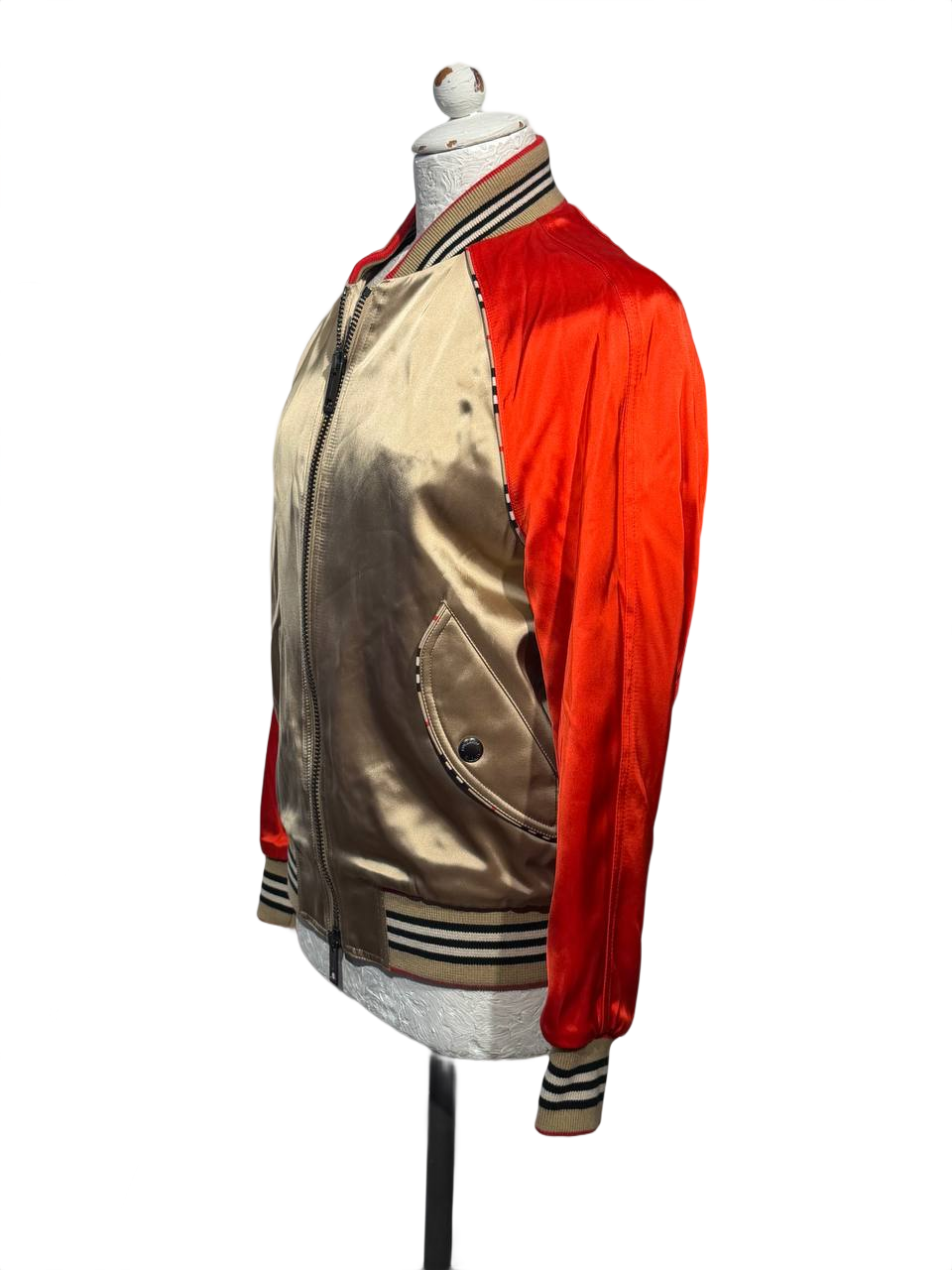 BOMBER BURBERRY SATINATO ORO/ARANCIO TB Tg 38
