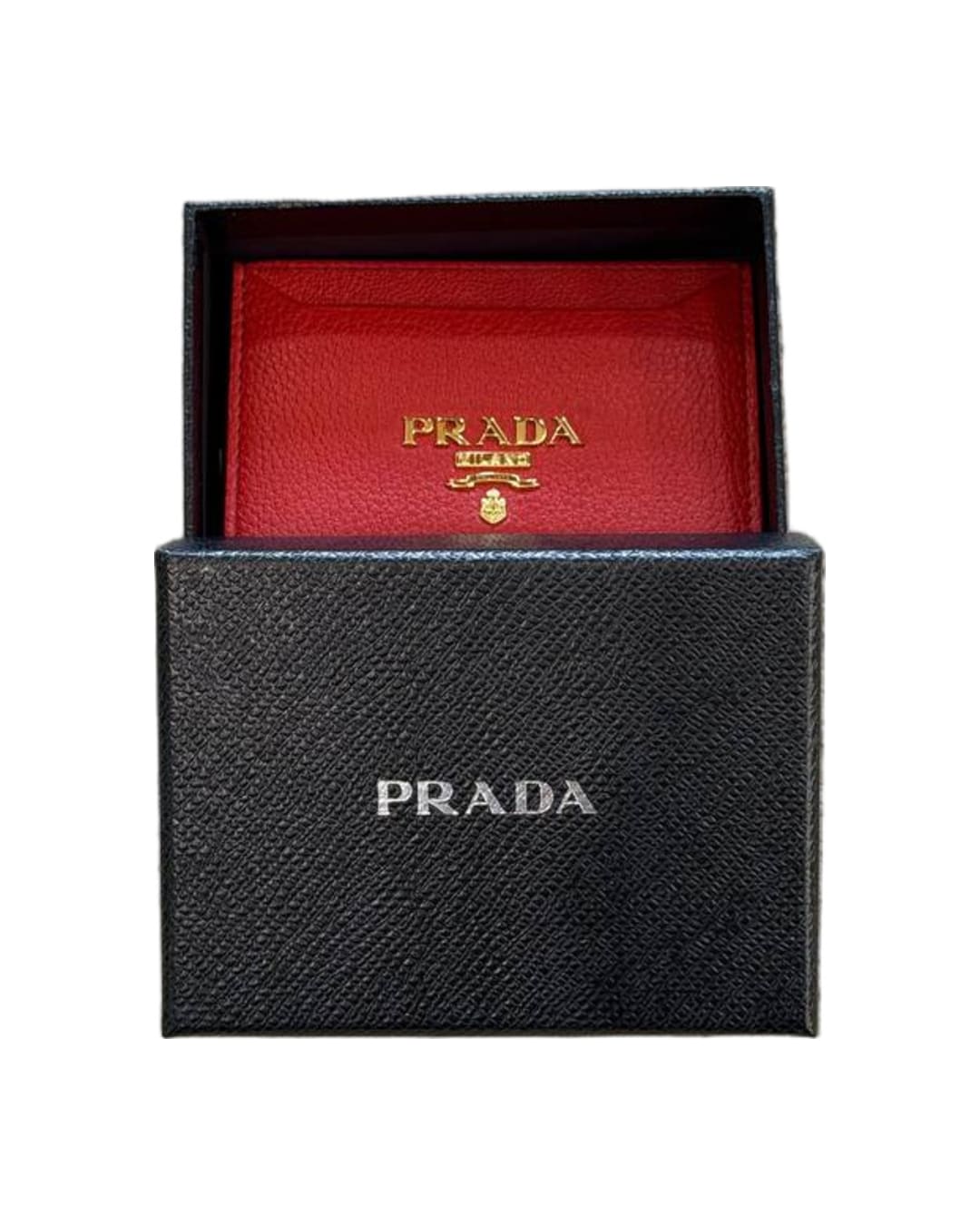 PORTACARTE PRADA PELLE VITELLO GRAIN ROSSO
