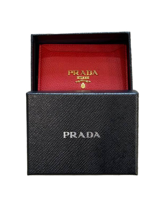 PORTACARTE PRADA PELLE VITELLO GRAIN ROSSO