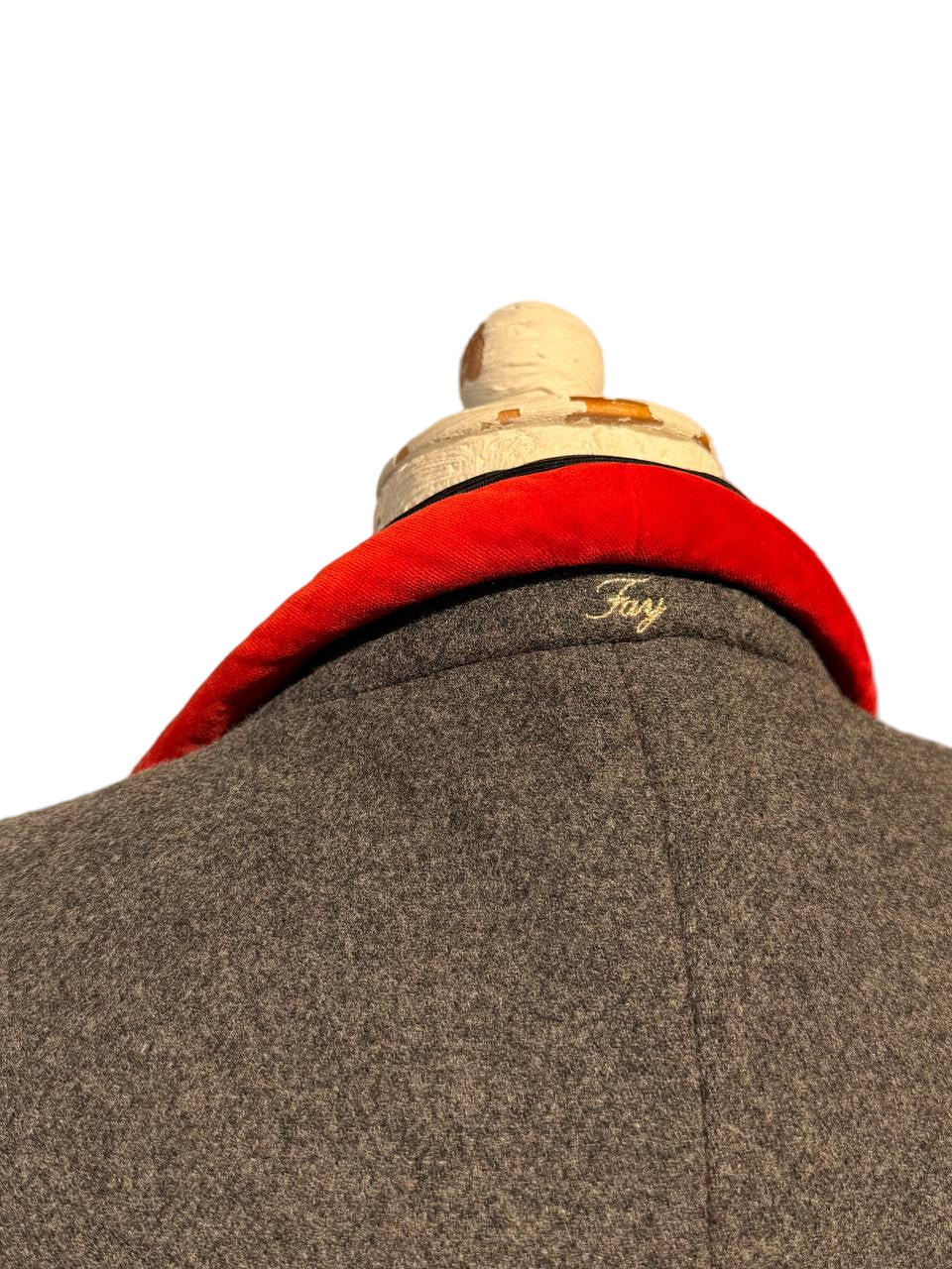 CAPPOTTO FAY  IN LANA VERGINE BORDI VELLUTO ROSSO Tg S