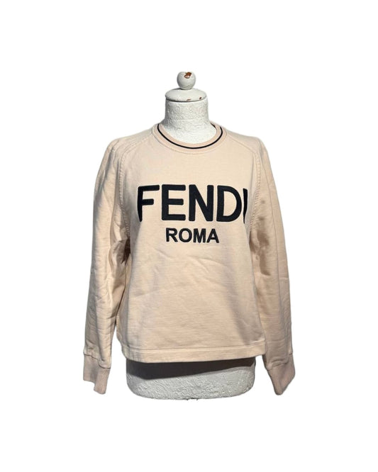 FELPA FENDI ROMA ROSA CIPRIA LOGO NERO Tg M