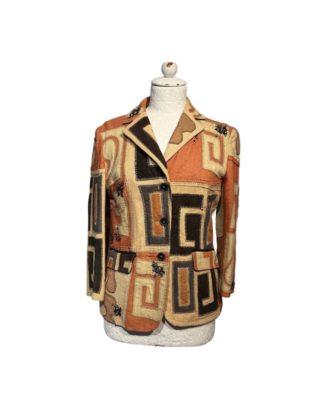 GIACCA ETRO MILANO SETA PATCHWORK RICAMATA Tg 42