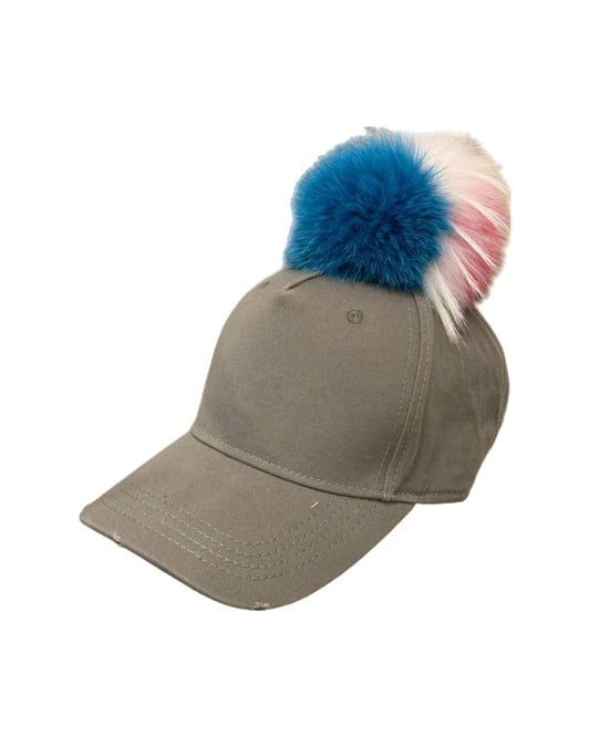 CAPPELLO VISIERA TORTORA CON POMPOM MURMASKI