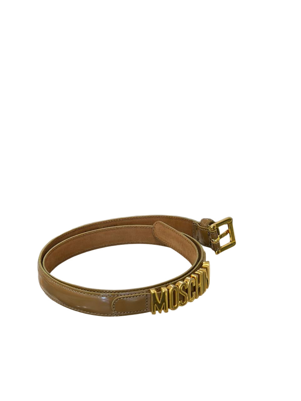 CINTURA SOTTILE MOSCHINO CARAMELLO LETTERE GOLD