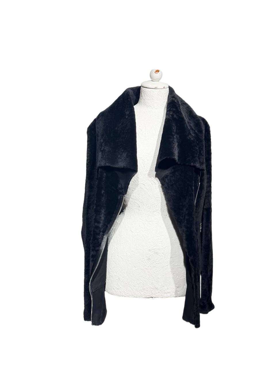 GIACCA MONTONE DROME NERO con ZIP ASIMMETRICA Tg L