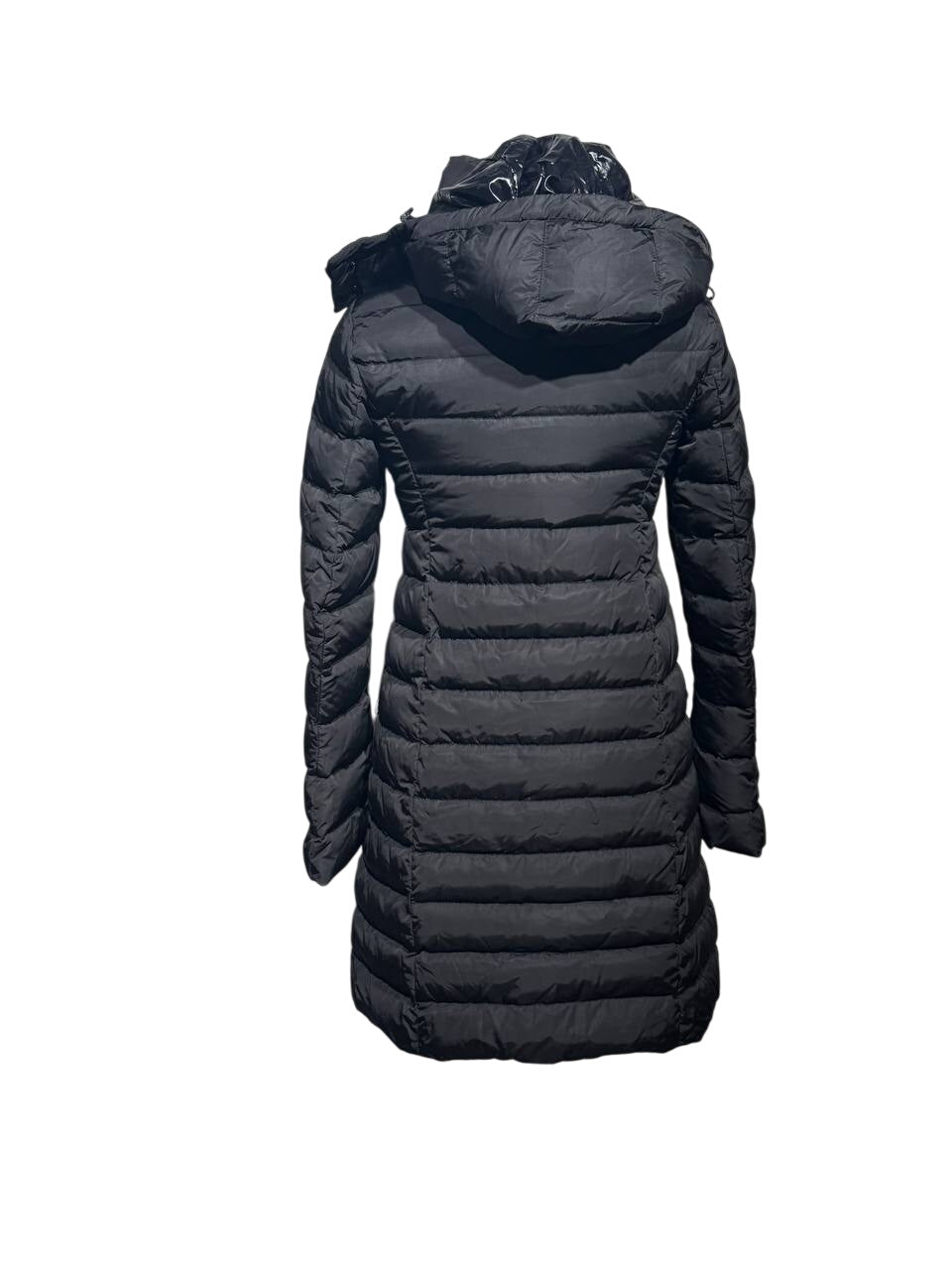 MONCLER PIUMINO LUNGO DONNA NERO CON CAPPUCCIO Tg 0