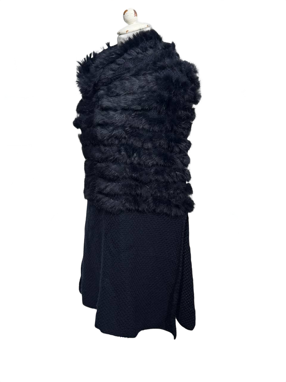 PONCHO LANA E LAPIN BLU NAVY SENZA MANICHE