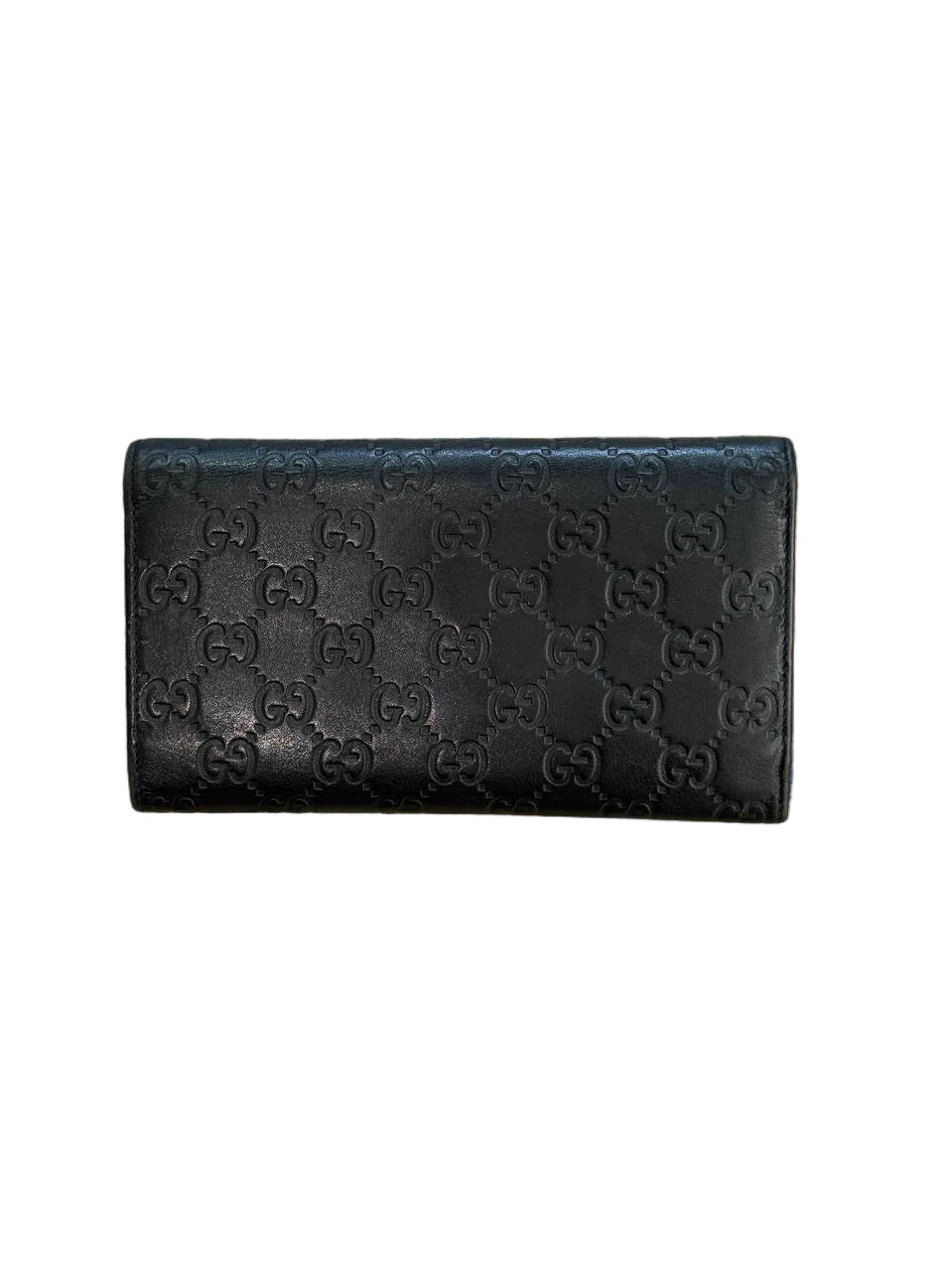 PORTAFOGLIO GUCCI PELLE GUCCISSIMA NERA CON PATTA