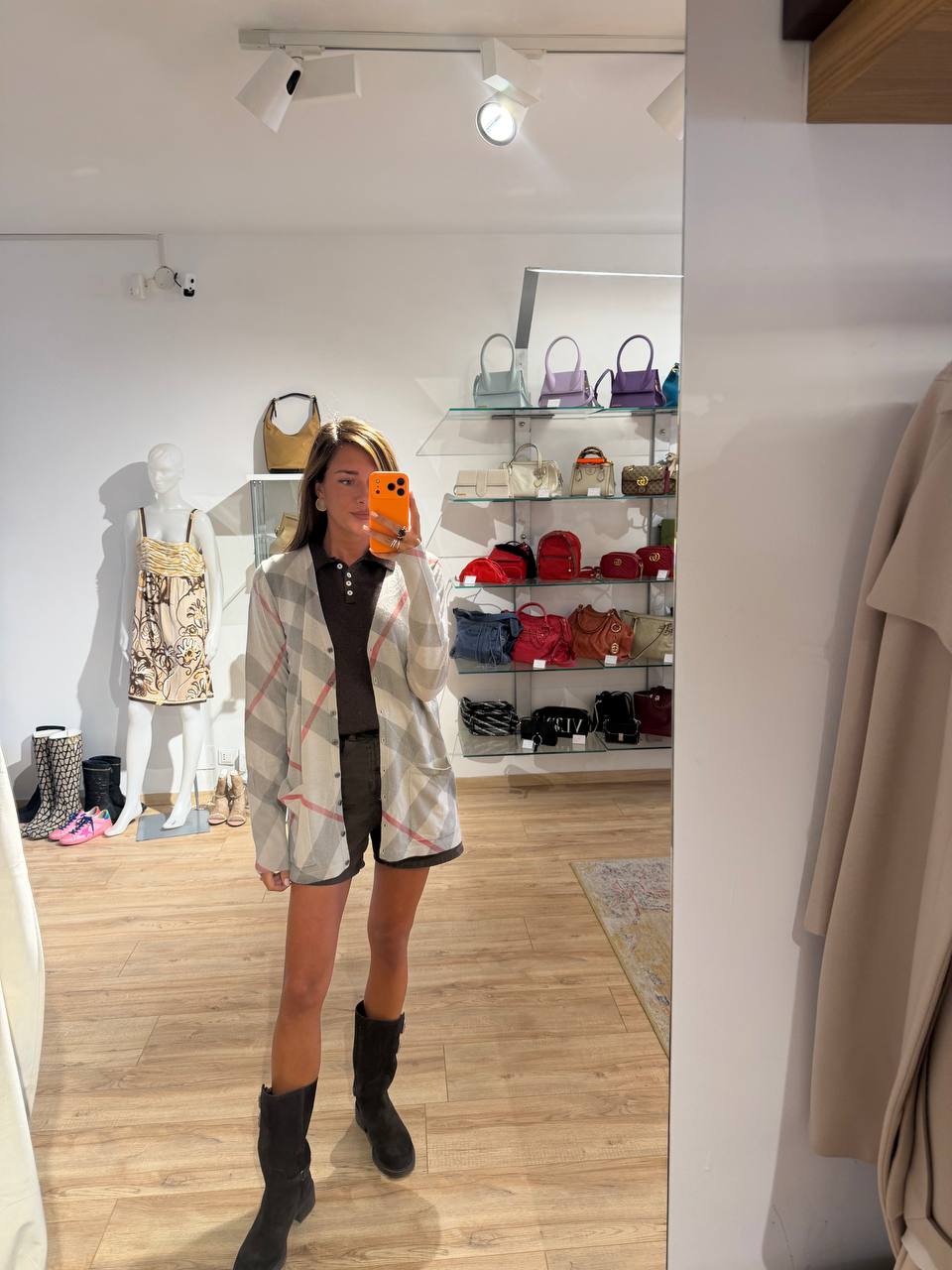 CARDIGAN BURBERRY BRIT  CHECK LANA CASHMERE Tg L