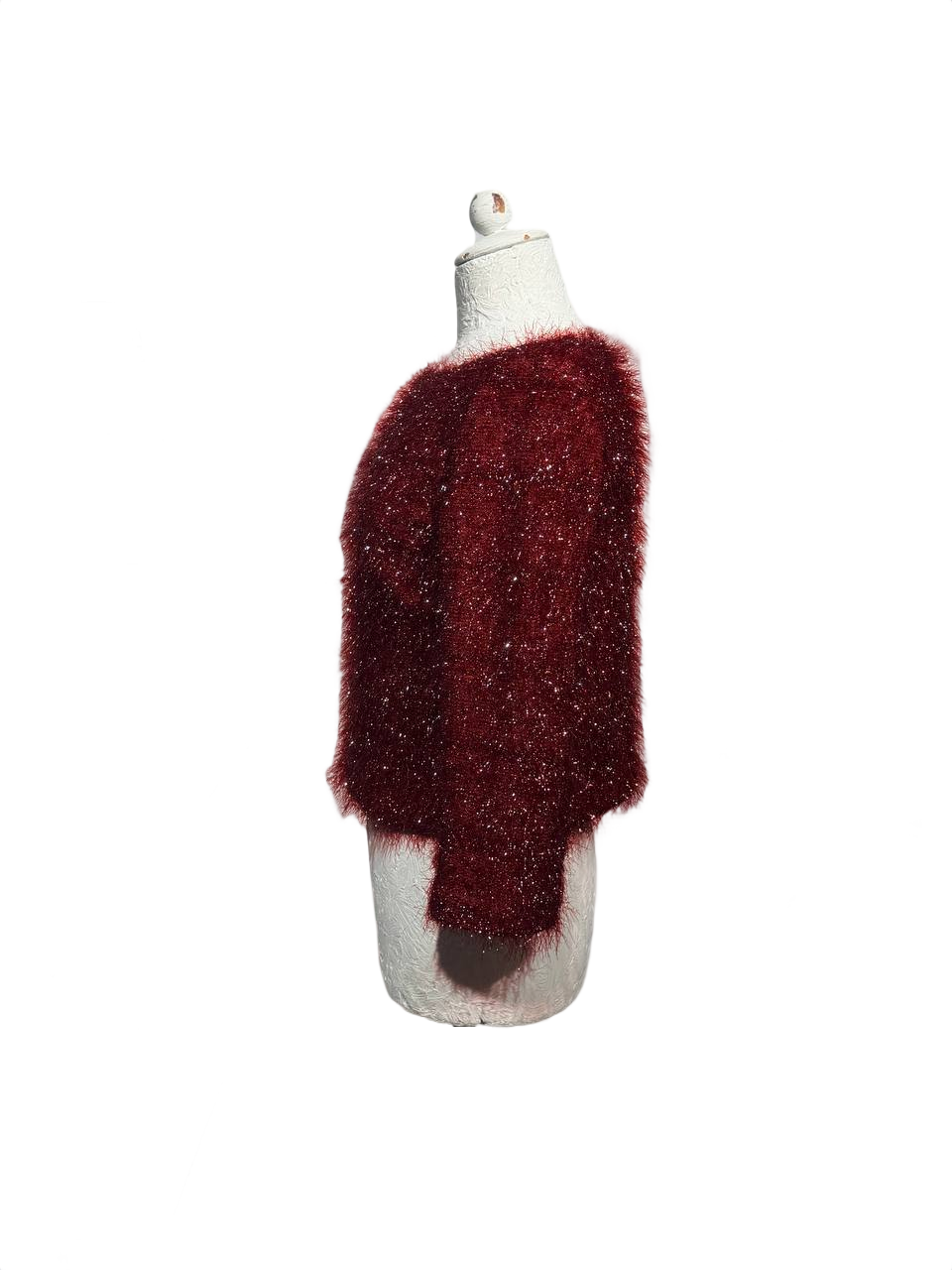 MAGLIA EYELASH GLITTER BORDEAUX Tg S
