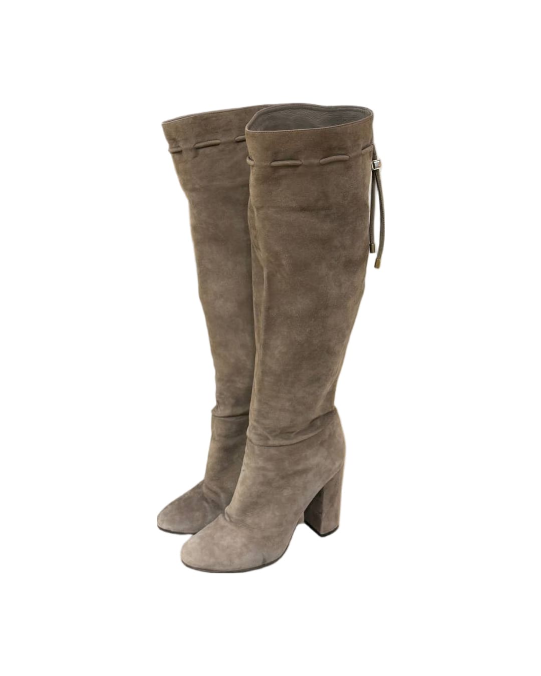 STIVALI LANVIN PARIS CAMOSCIO TORTORA CON TACCO Nr 38