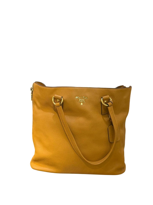 TOTE BAG PRADA PELLE VITELLO  OCRA / SENAPE