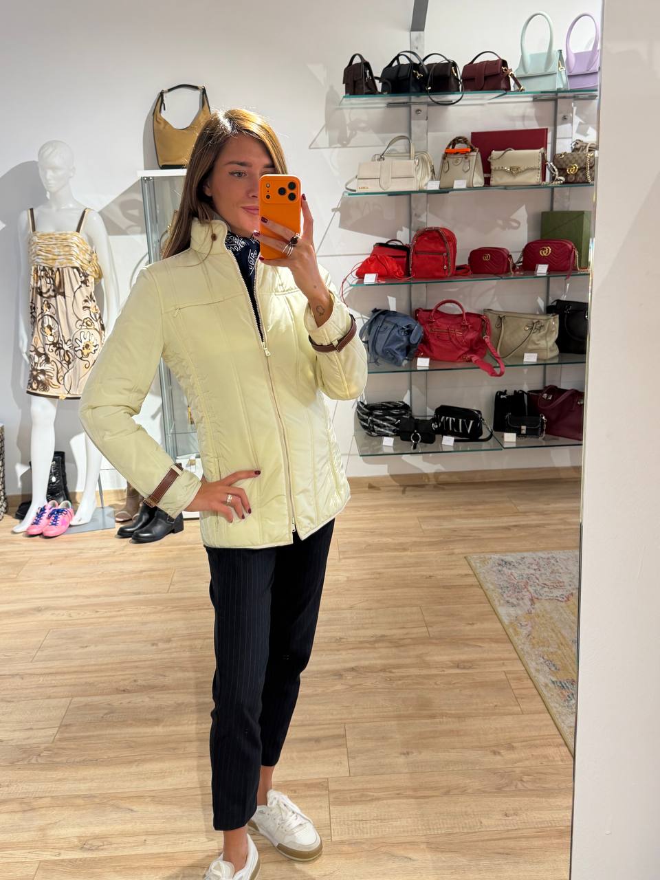 PIUMINO FAY LEGGERO COLOR BURRO DETTAGLI CUOIO Tg M