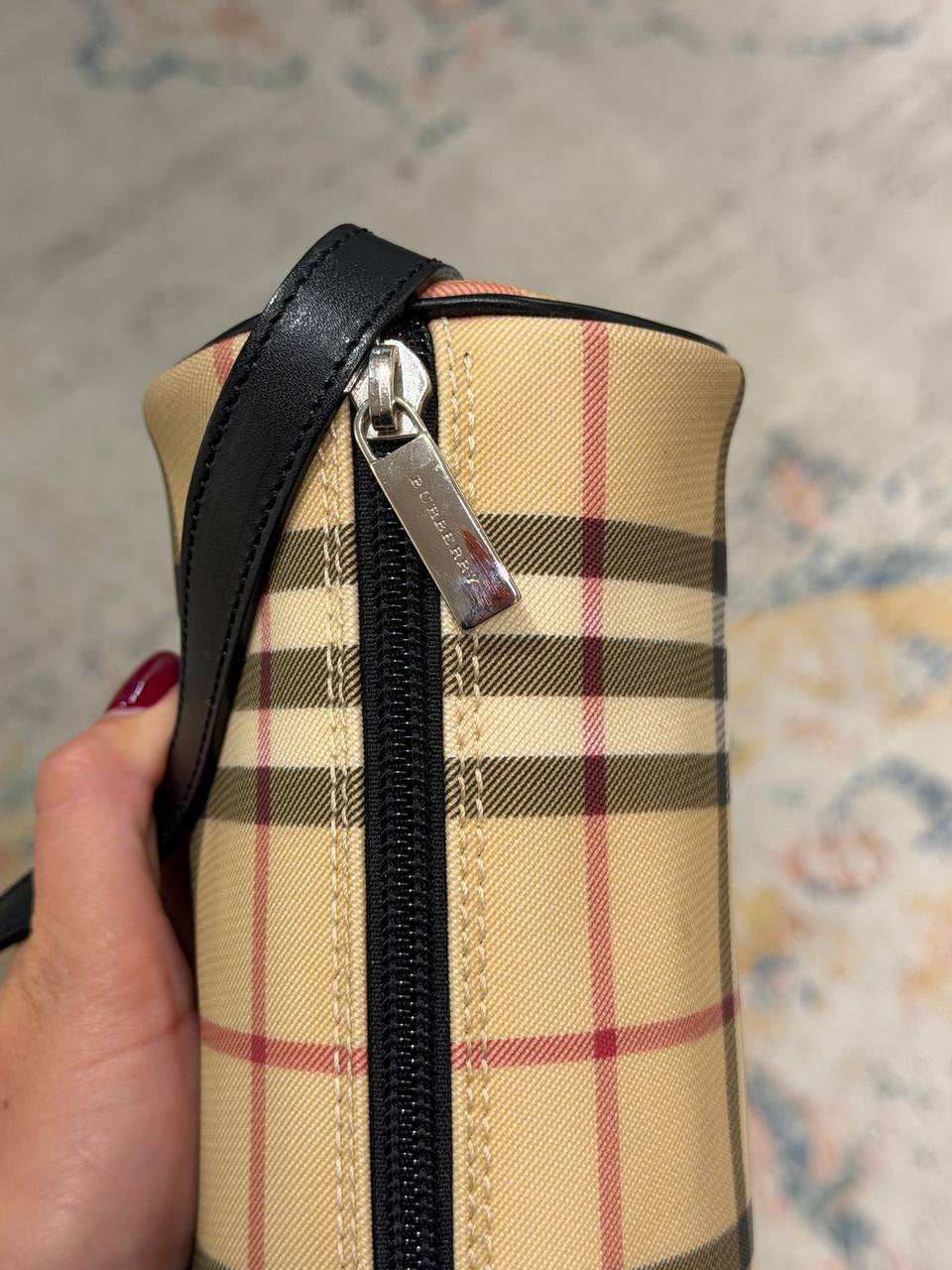 CILIDRO A MANO BURBERRY CHECK MANICO PELLE NERA