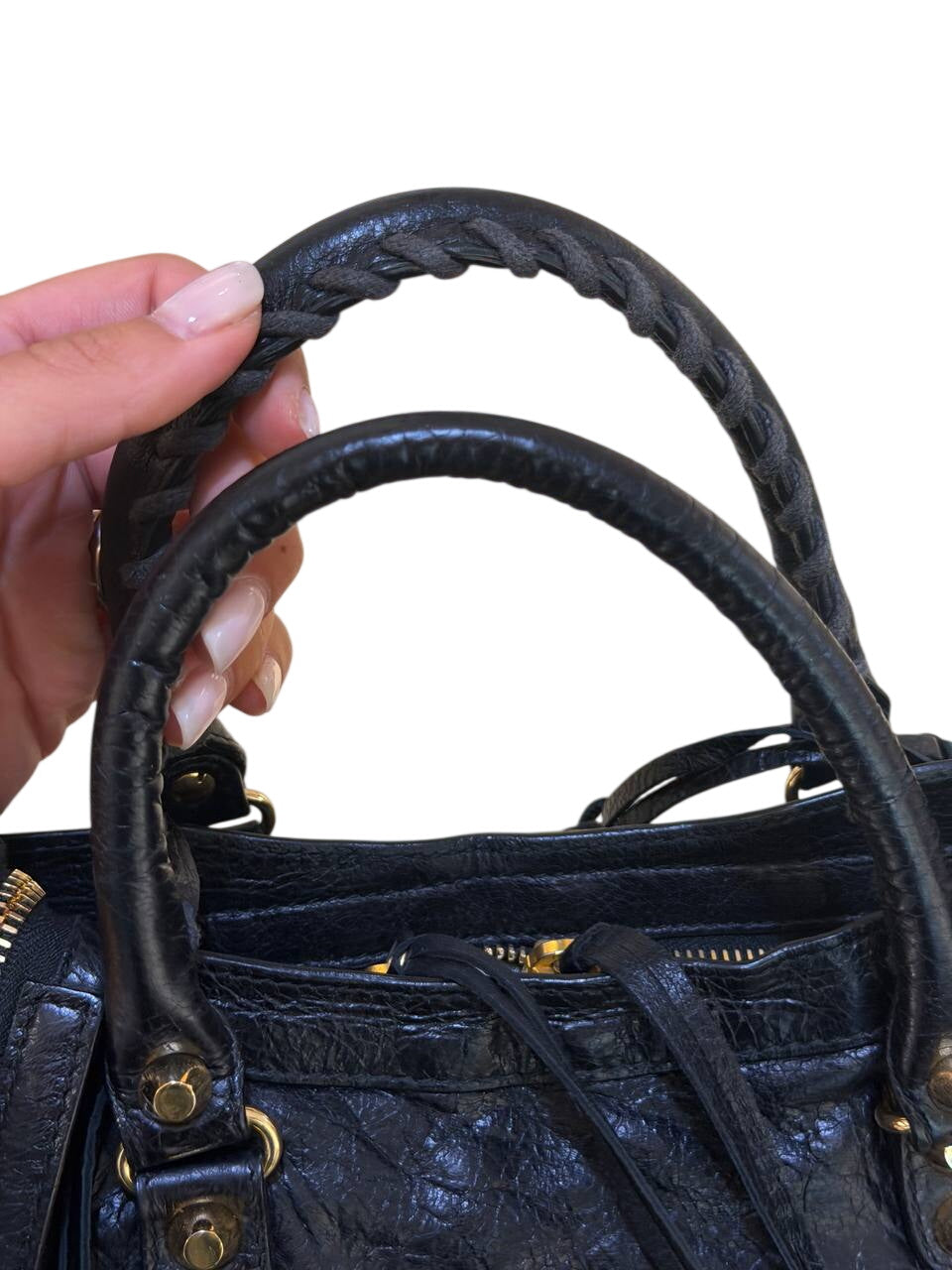 BALENCIAGA CITY SMALL PELLE NERA HARDWARE ORO