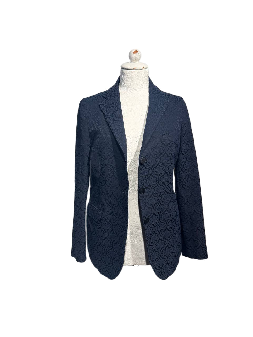 GIACCA JACQUARD BLU NAVY E NERA Tg 46