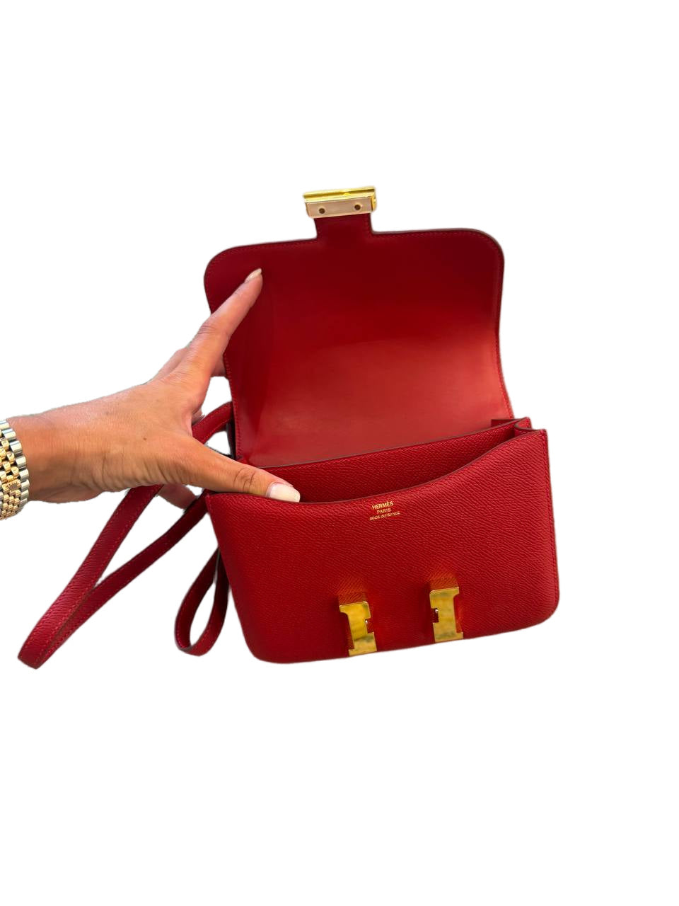 MINI CONSTANCE HERMES ROUGE CASAQUE