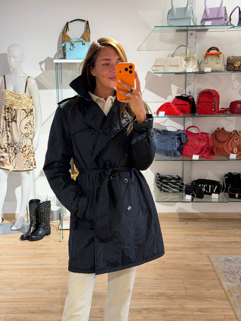 TRENCH IMPERMEABILE BURBERRY BLU NAVY TG 44