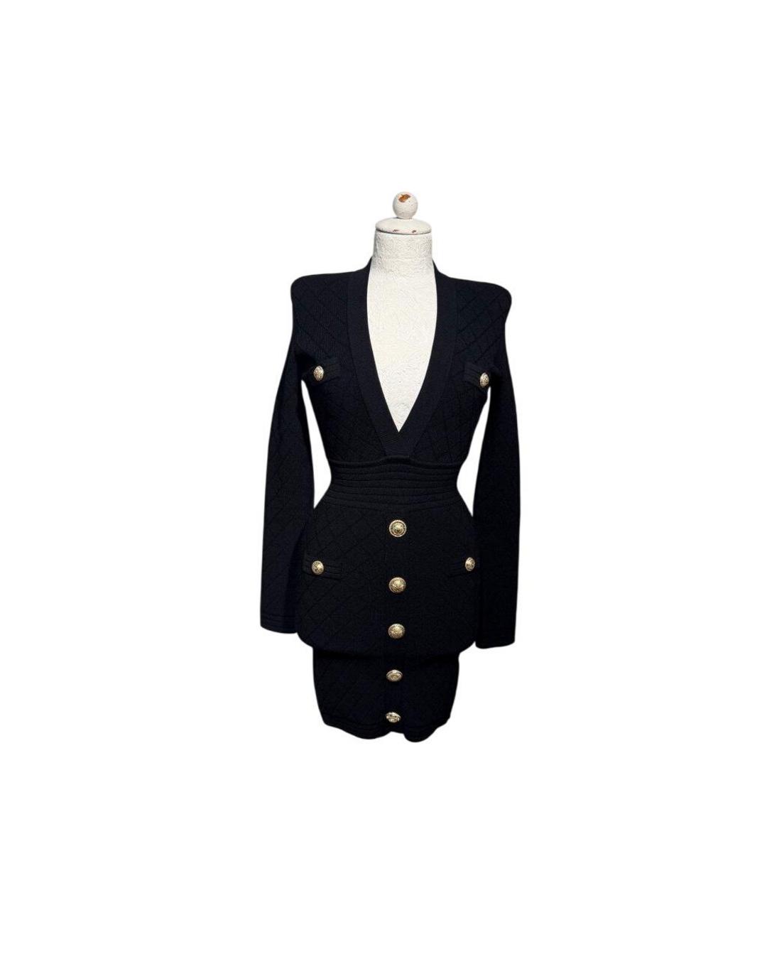 BALMAIN PARIS ABITO MAGLIA NERA BOTTONI DORATI Tg 38