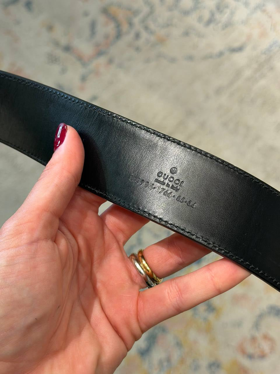 CINTURA GUCCI FASCIA WEB E RIFINITURE NERE MISURA 85