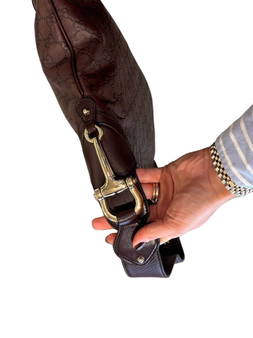 BORSA A SPALLA GUCCI GUCCISSIMA MARRONE