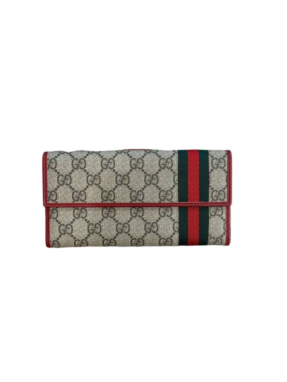 PORTAFOGLIO GUCCI GG PVC RIFINITURE ROSSE FASCIA WEB