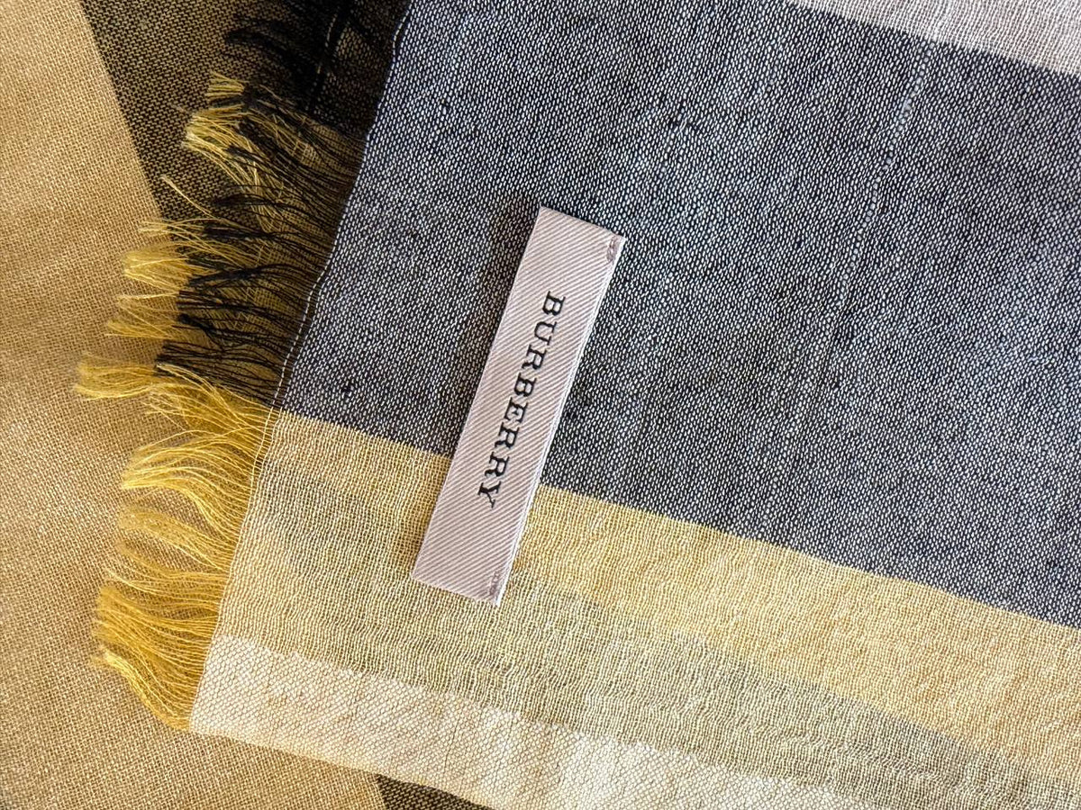SCIARPA LEGGERA BURBERRY CHECK GIALLO LANA SETA