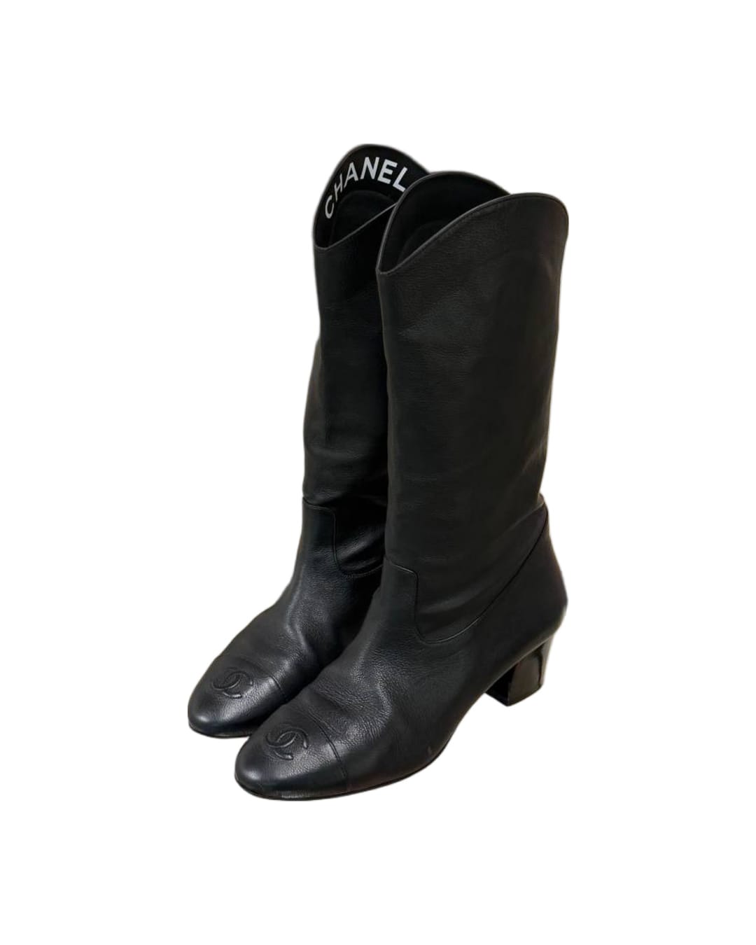 STIVALI CHANEL NERI IN PELLE LOGO CC Nr 37