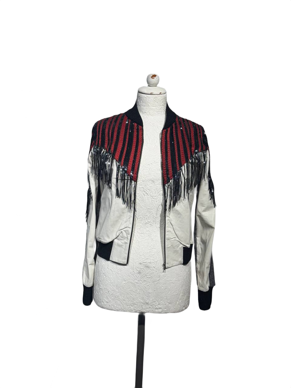 BOMBER AVIU FRANGE PAILLETTES Tg XS