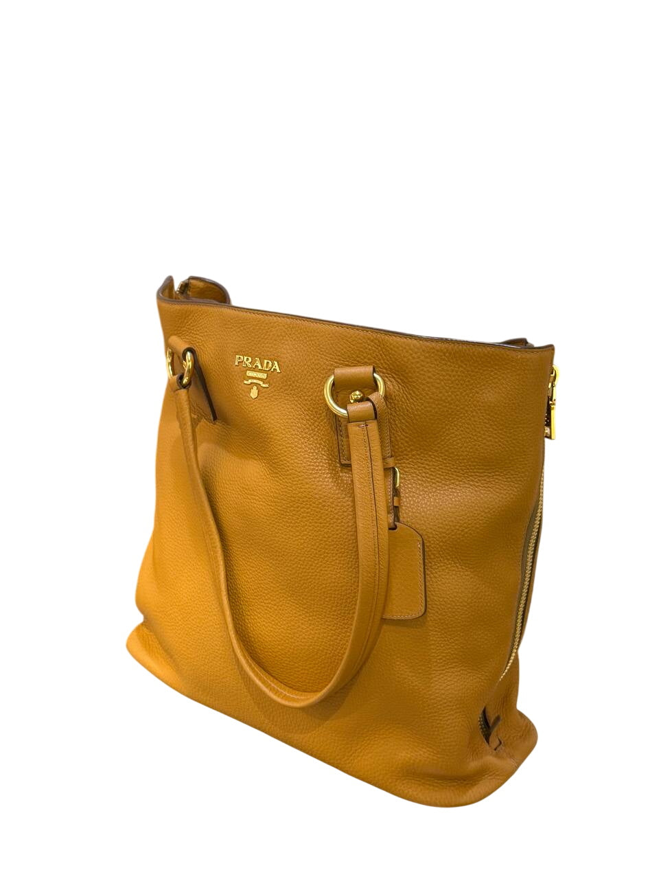 TOTE BAG PRADA PELLE VITELLO  OCRA / SENAPE