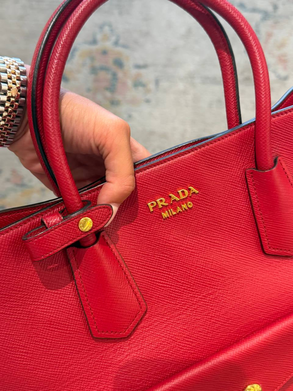 BORSA PRADA SAFFIANO ROSSA CON TASCA FRONTALE