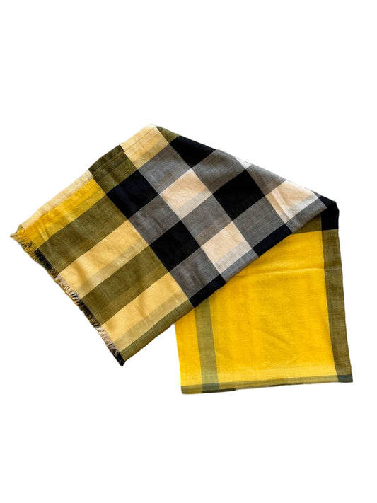 SCIARPA LEGGERA BURBERRY CHECK GIALLO LANA SETA