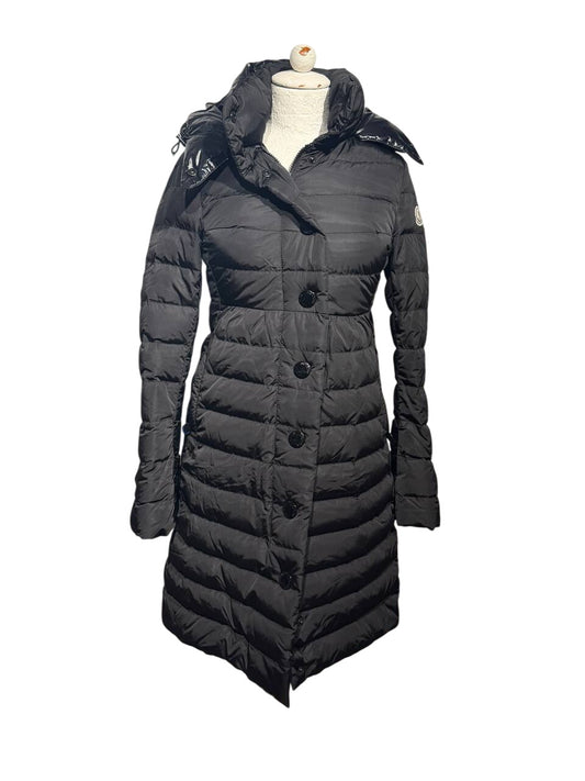 MONCLER PIUMINO LUNGO DONNA NERO CON CAPPUCCIO Tg 0