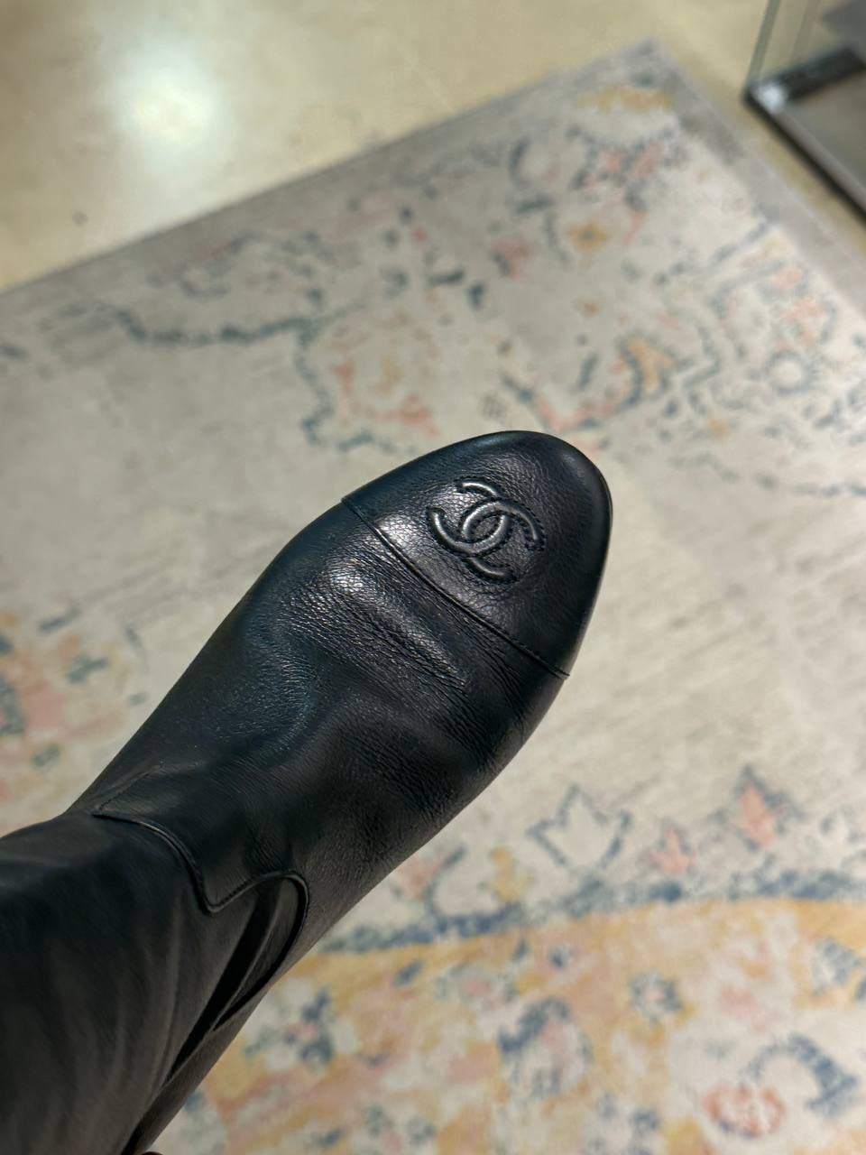 STIVALI CHANEL NERI IN PELLE LOGO CC Nr 37